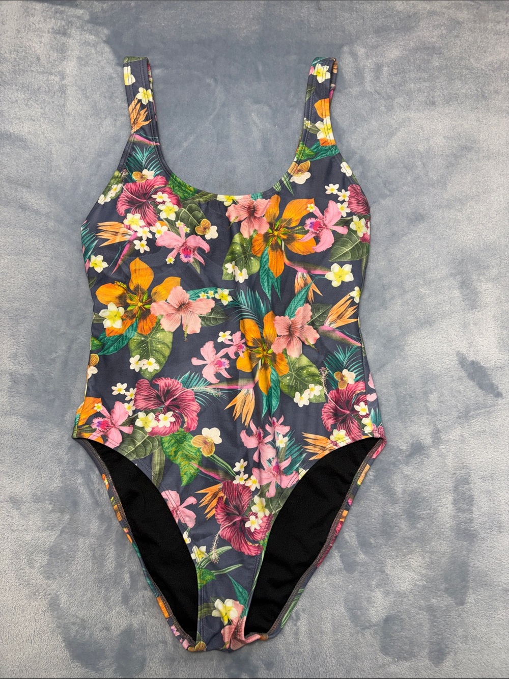 Salt Life Floral One-Piece Women's Swimsuit - Navy with Pink & Orange Blooms